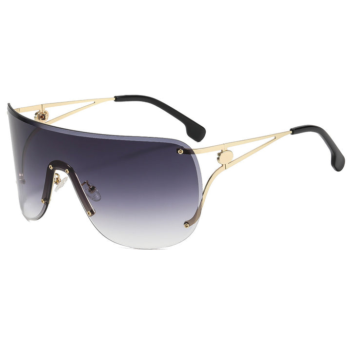 Damen visierartige Sonnenbrille mit elegantem Metallgestell Karnz