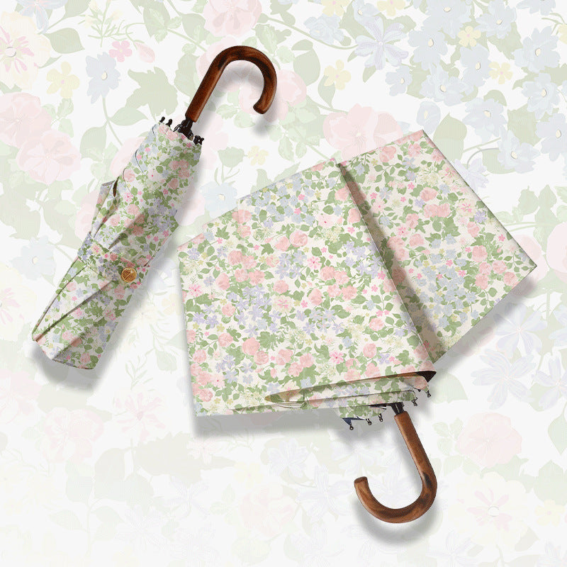 Damen Faltbarer Regenschirm mit exquisitem floralen Design Karnz