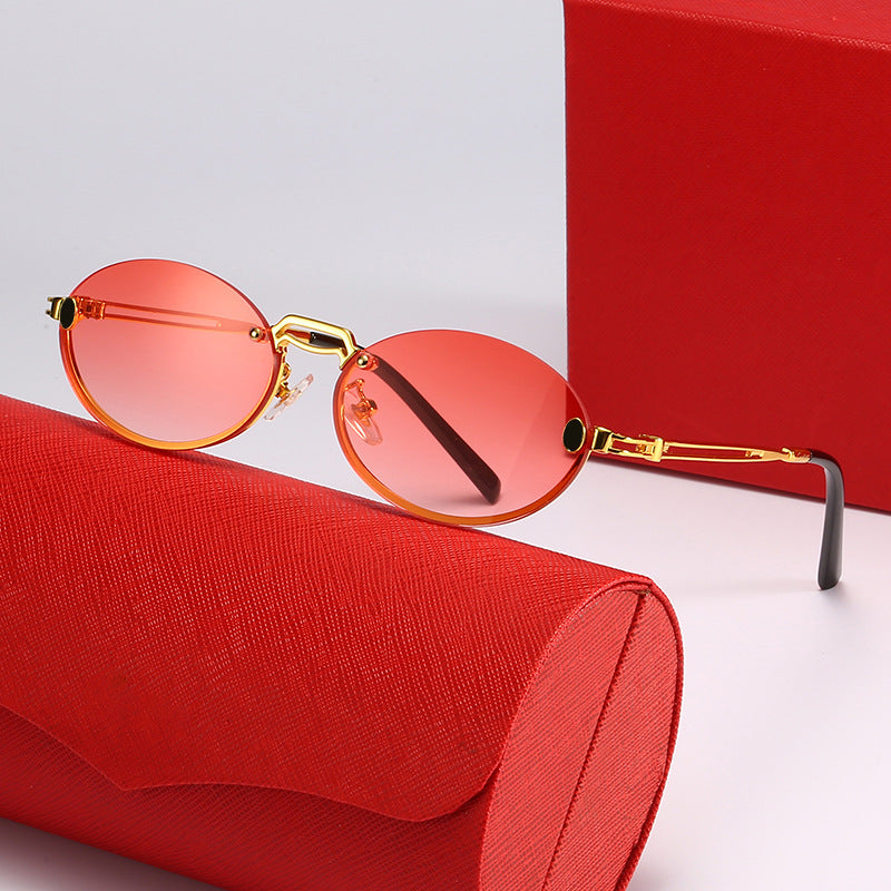 Damen modische Sonnenbrille mit filigranem Metallrahmen und stylishem Design Karnz