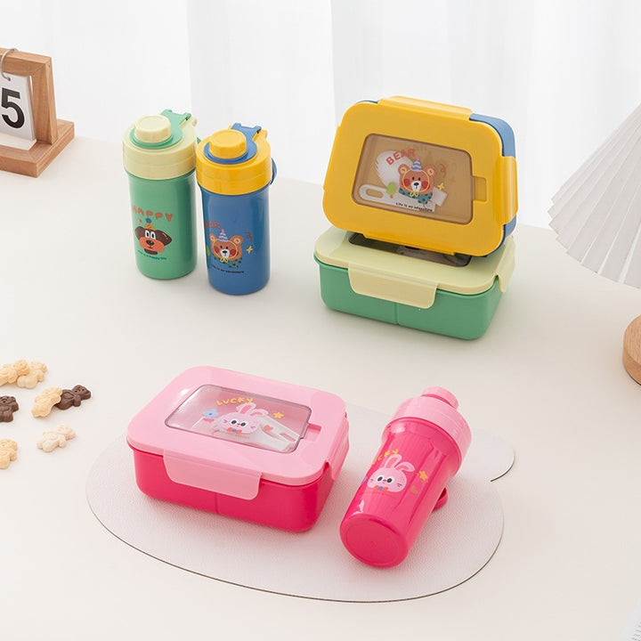 Spaß-Themen Bento Lunchbox mit integriertem Besteckset