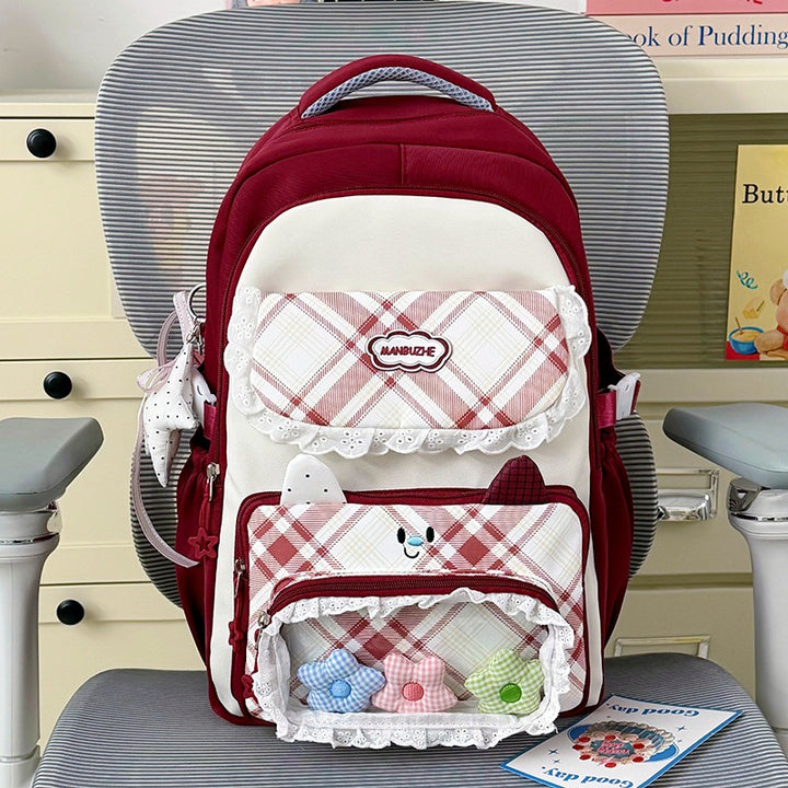 Stylischer Mehrfach-Taschen-Rucksack mit niedlichen dekorativen Akzenten Karnz