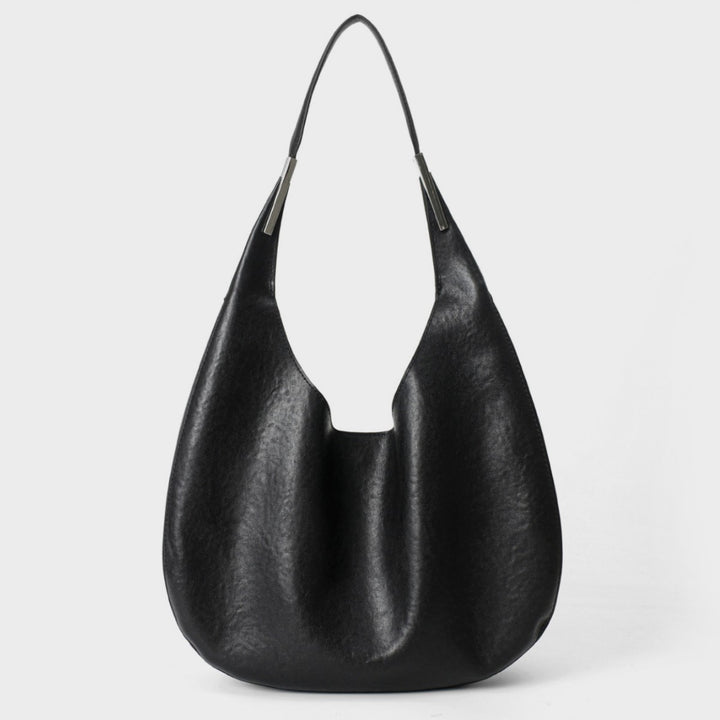Weiche genarbte schlaffe Hobo-Schultertasche mit Metallbesatz-Griff