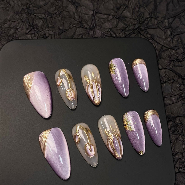 Elegantes florales Design Press-On-Nagelset