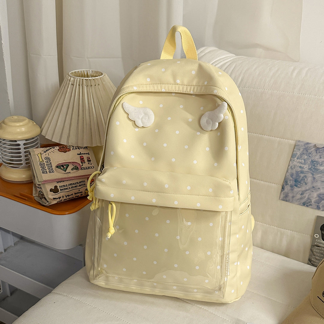 Polka-Dot-Muster Rucksack mit verspielten Flügelakzenten Karnz
