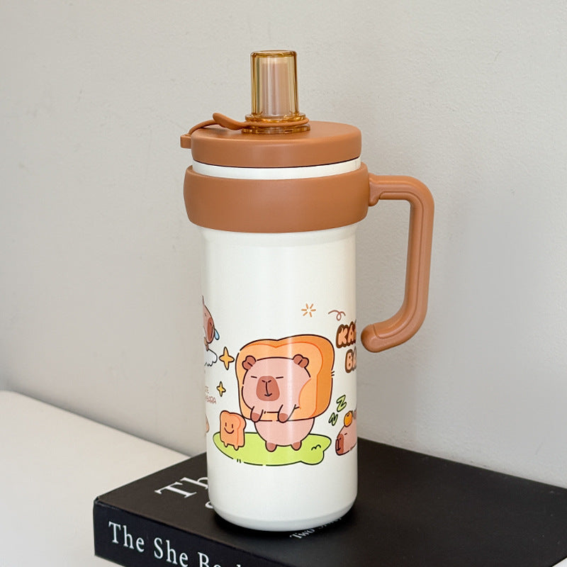 Damen Isolierte Trinkflasche mit praktischem Tragegriff und lustigem Tierdesign Karnz