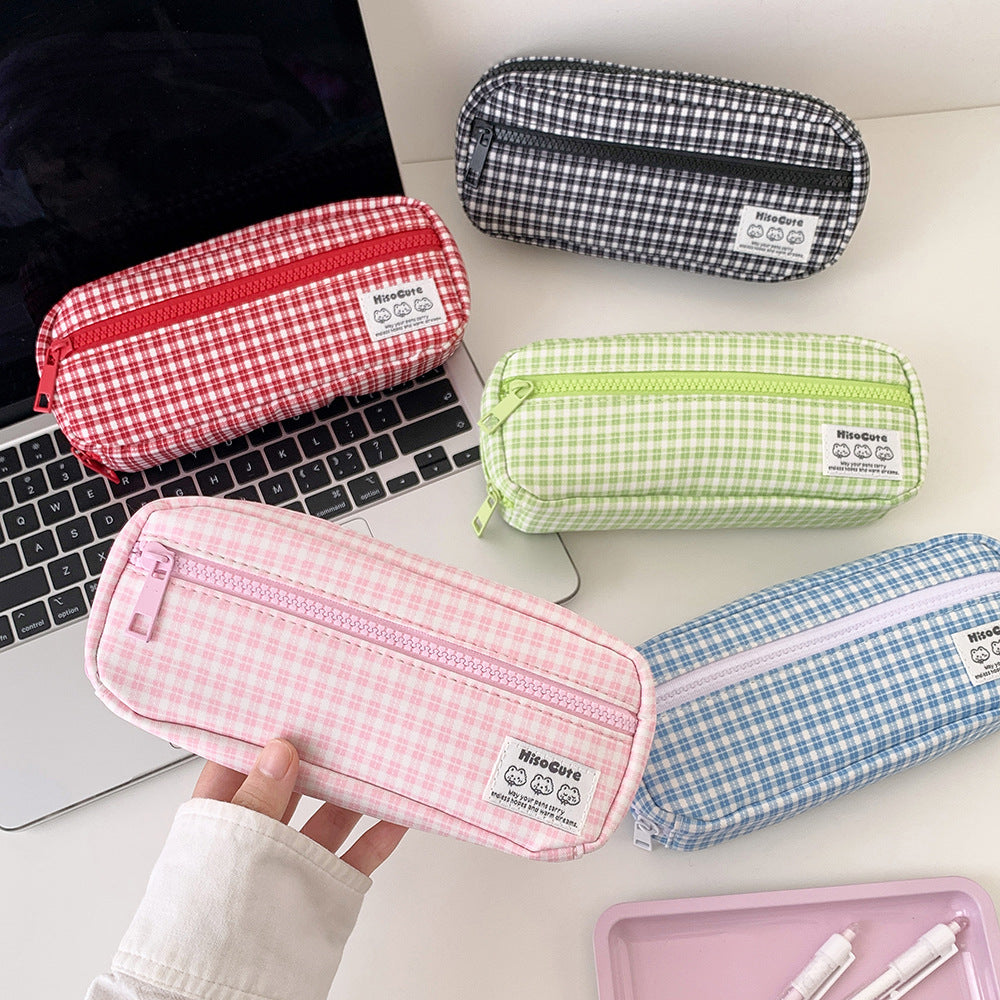 Stylische Gingham Karierten Stiftetui Karnz