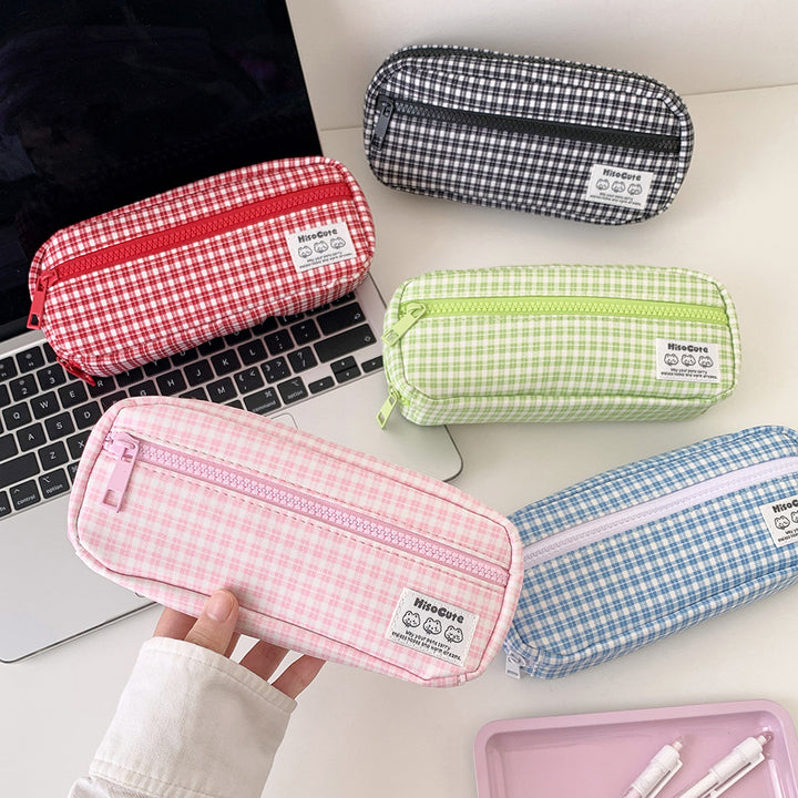 Stylische Gingham Karierten Stiftetui Karnz
