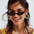Damen geometrische Sonnenbrille im trendigen Schilddesign Karnz