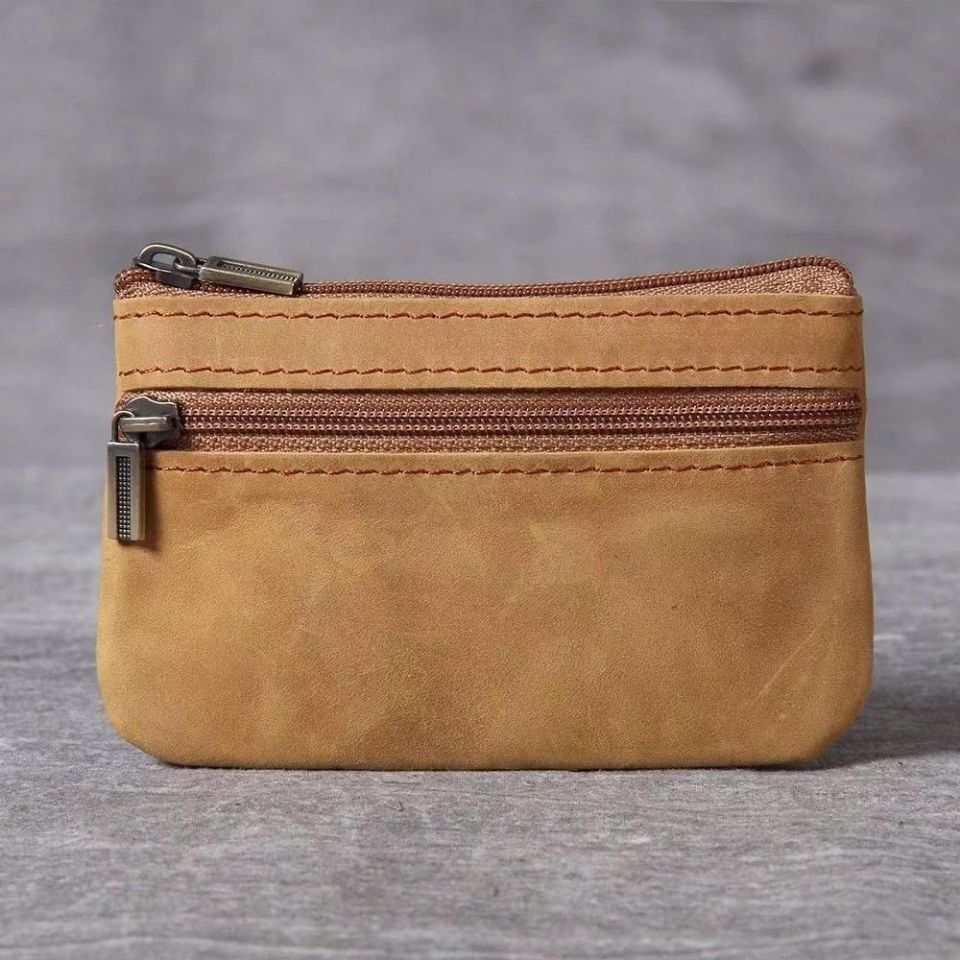 Kompakte Leder Reißverschluss-Münztasche Karnz