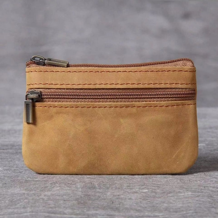 Kompakte Leder Reißverschluss-Münztasche Karnz