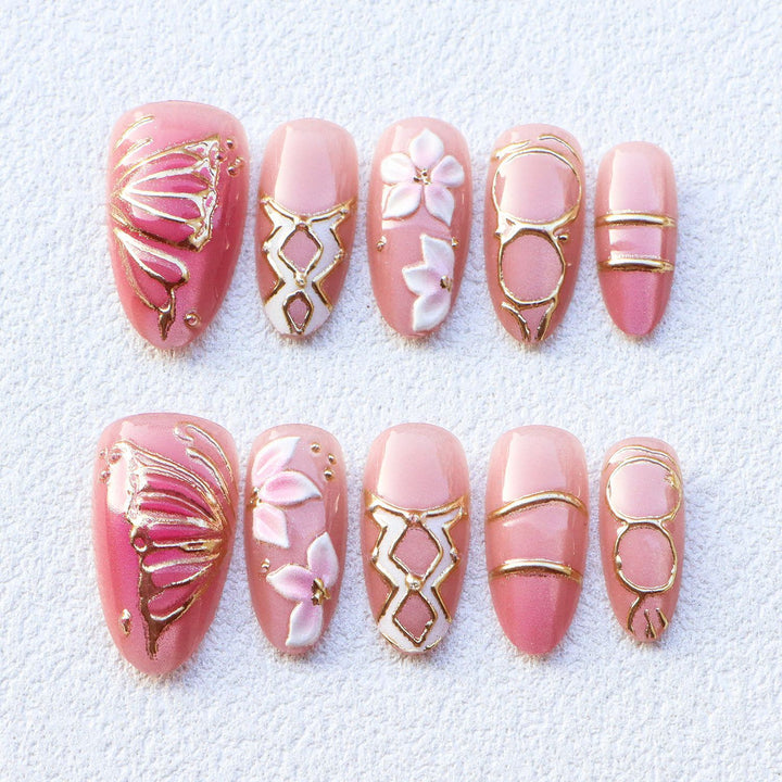 Dekoratives Floral Eleganz Press-On Nail Set