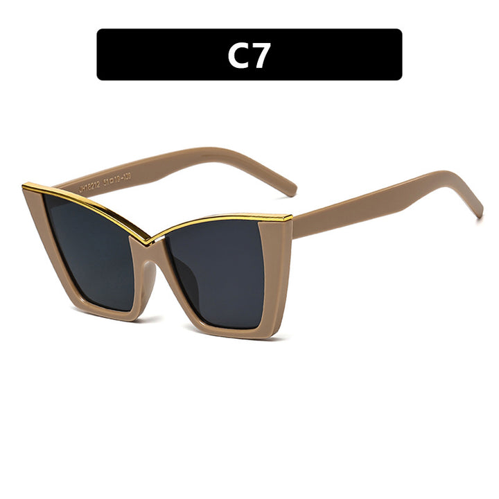 Damen extravagante Sonnenbrille mit einzigartigem Design und goldenen Akzenten Karnz