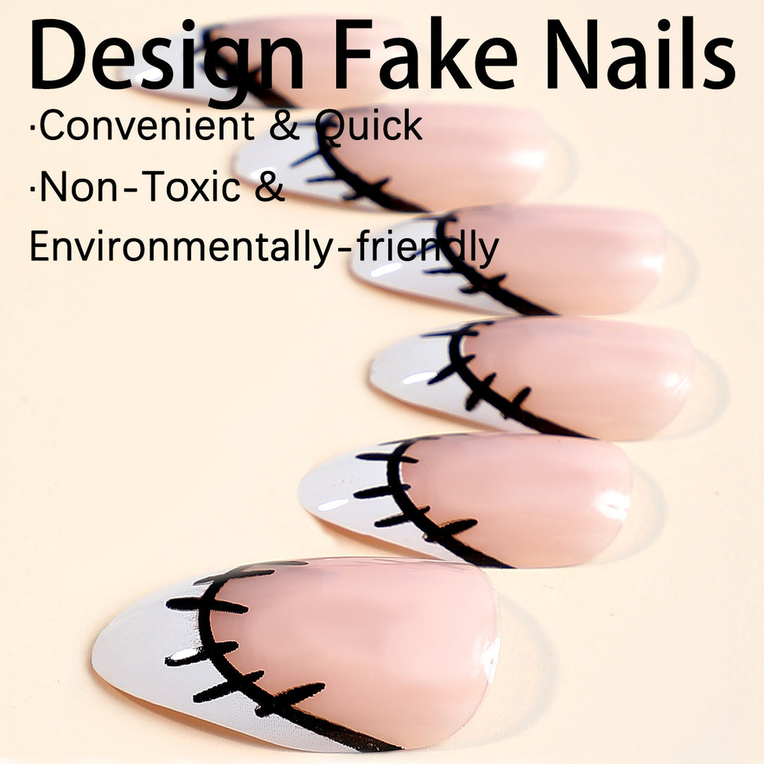 Kreatives Kunstnagelset mit originellem Näh-Design Karnz