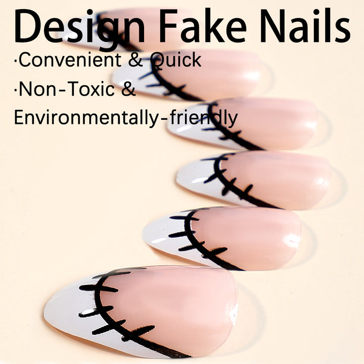 Kreatives Kunstnagelset mit originellem Näh-Design Karnz