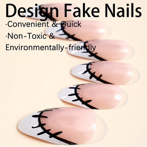 Kreatives Kunstnagelset mit originellem Näh-Design Karnz