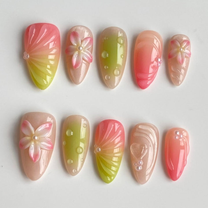 Dekorative Floral Artisan Press-On Nägel Karnz