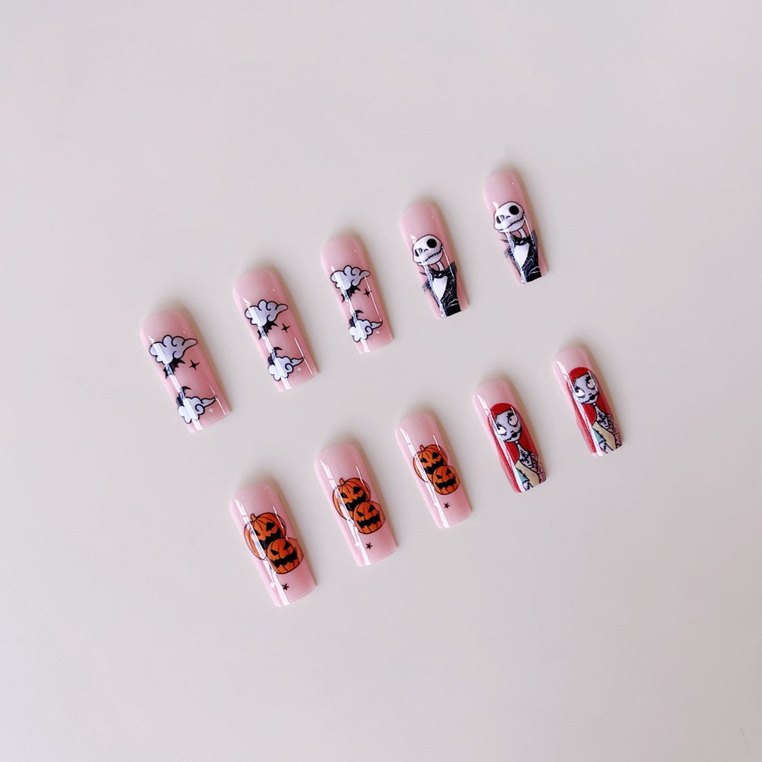 Kunstnagelset mit Halloween-Motiven und kreativen 3D-Verzierungen Karnz