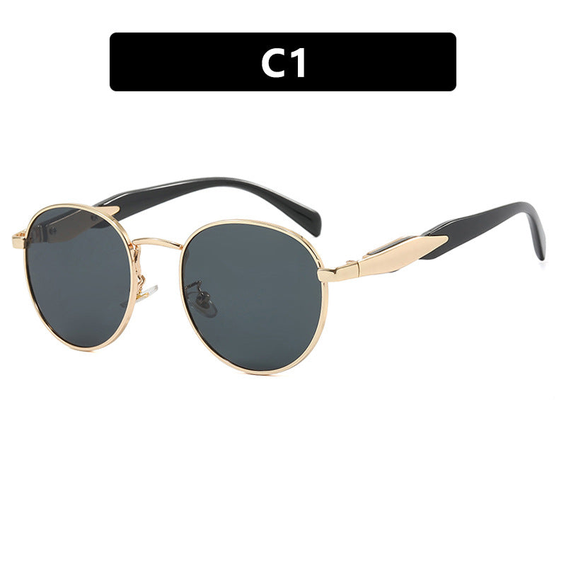 Damen runde Sonnenbrille mit elegantem, goldenen Rahmen und UV-Schutz Karnz