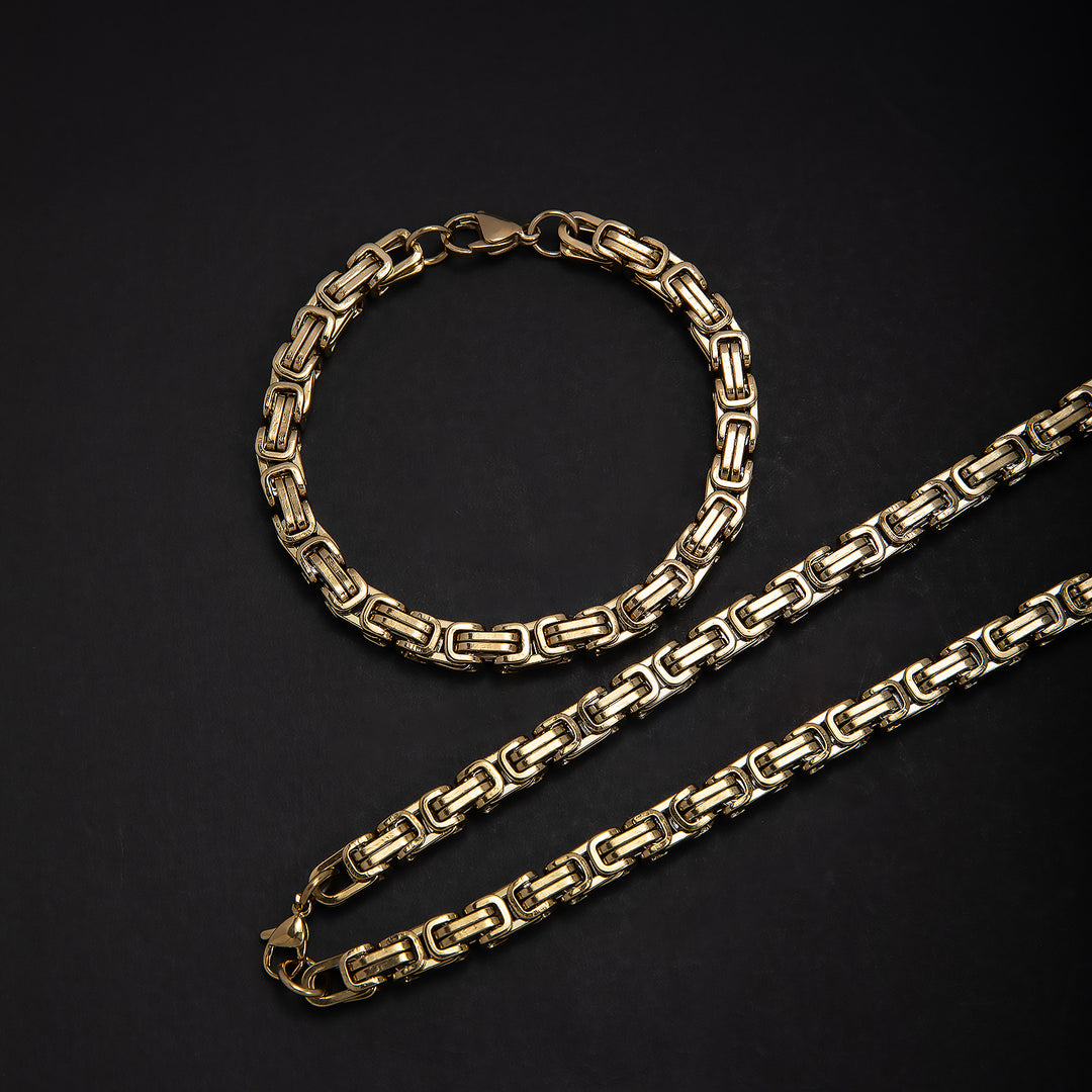 Elegantes ineinandergreifendes Kettenhalsketten- und Armbandset Karnz