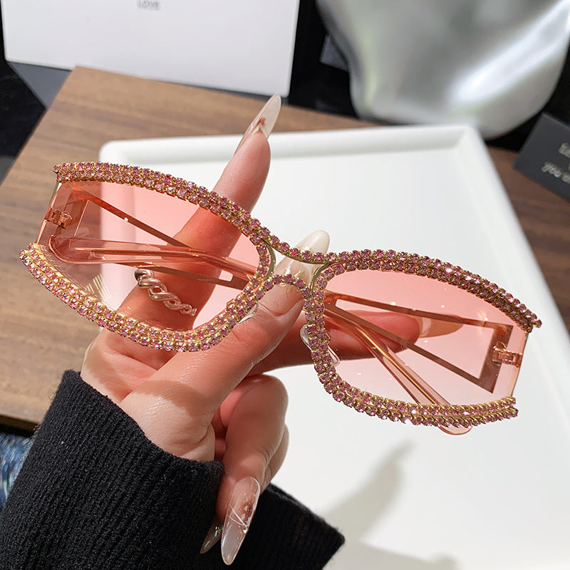 Damen Cat-Eye Sonnenbrille mit funkelndem Kristallrahmen Karnz