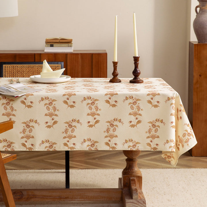 Leichte Baumwollmix-Tischdecke mit Vintage-Blumenmuster und fleckenabweisender Oberfläche