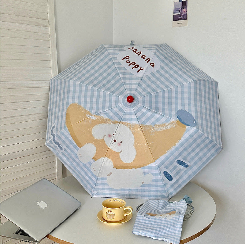 Damen Faltbarer Schirm mit verspieltem Gingham-Muster Karnz