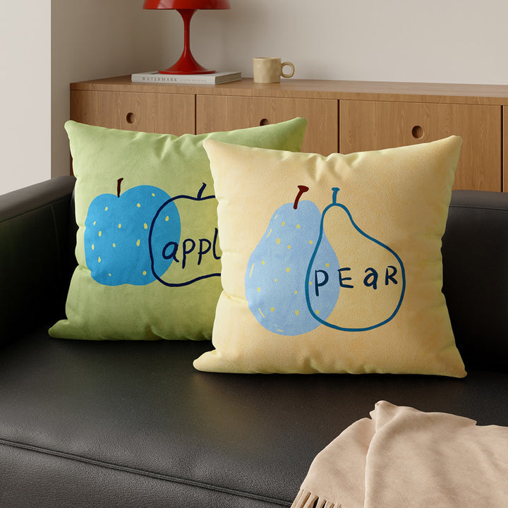 Square Decorative Throw Pillow Cover with Playful Tomato Illustration and Hidden Zipper