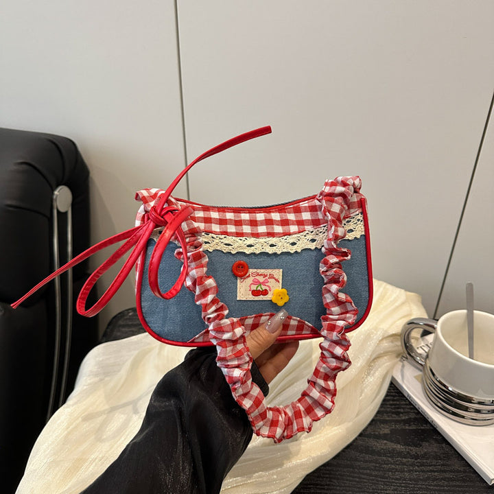 Retro Gingham Mini Umhängetasche Karnz