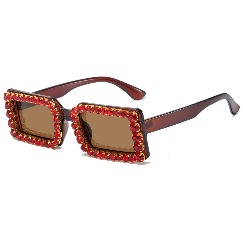 Damen modische Sonnenbrille mit glitzernder Rahmenverzierung Karnz