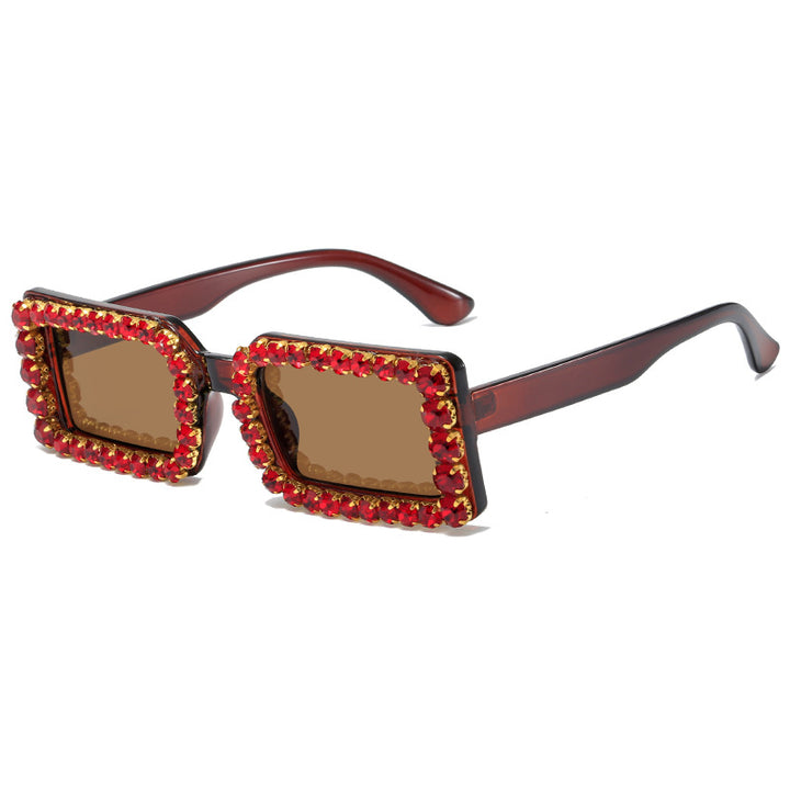 Damen modische Sonnenbrille mit glitzernder Rahmenverzierung Karnz
