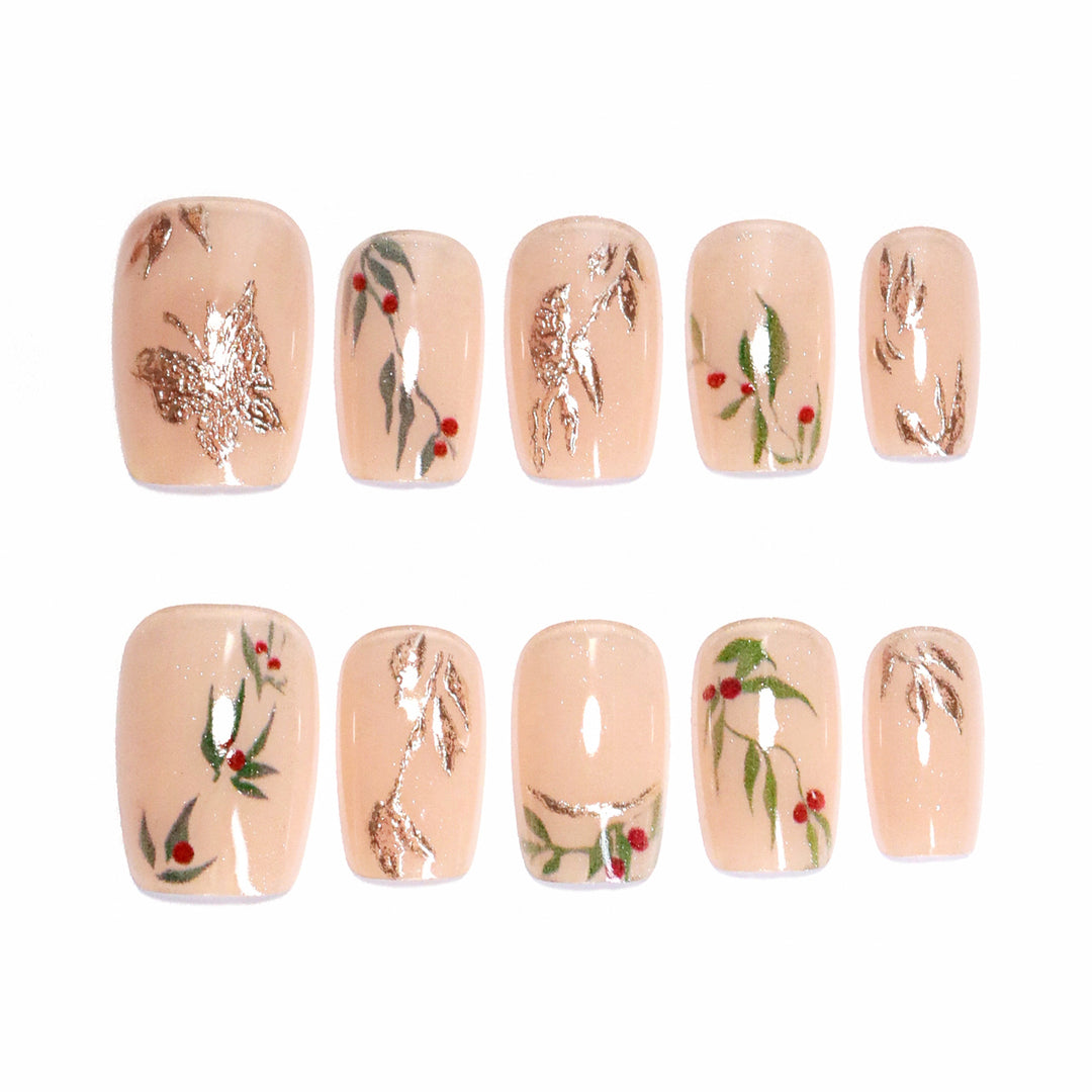 Kunstvolle Nagelverlängerungen mit floralen Mustern Karnz