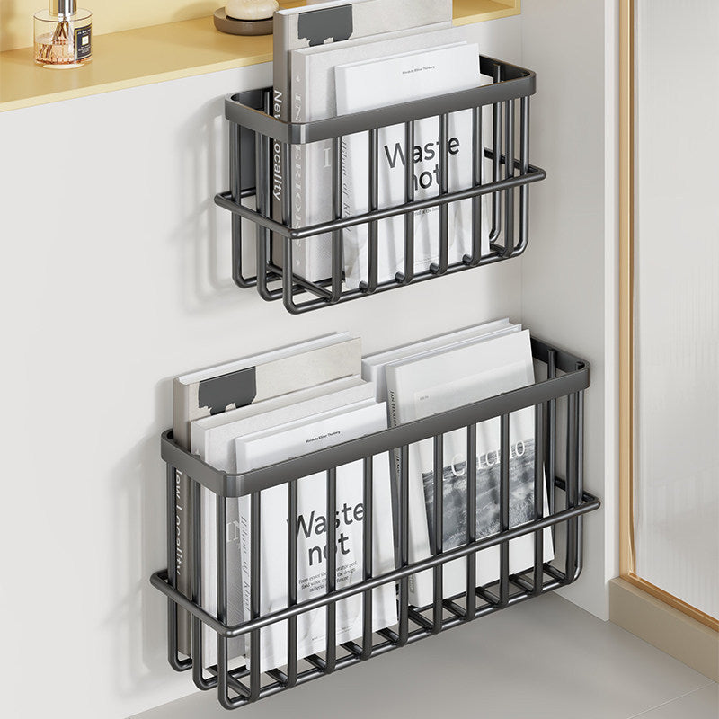 Schlank modular wandmontierter rostfreier Metallzeitschriften- und Dokumentenkorb