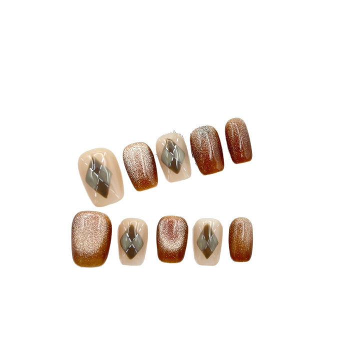 Designer Press-On-Nagelset mit 3D-Verzierungen