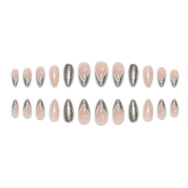 Elegante Stiletto Glitzer Nagelverlängerungen Karnz