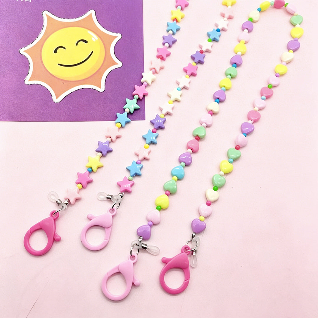 Bunte herzförmige Perlen Brille Kette Karnz