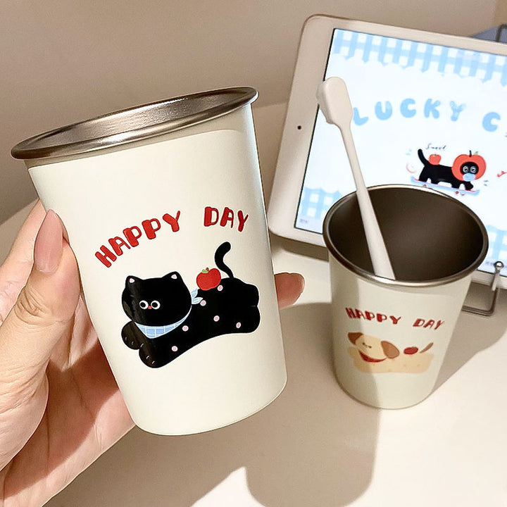 Edelstahl Trinkbecher mit Fröhlichem Hunde-Motiv Karnz