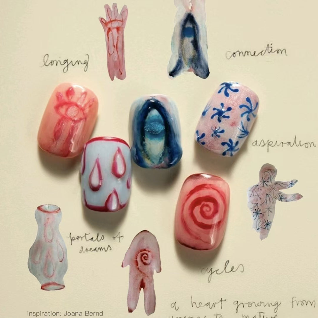 Künstlerisches Press-On-Nagelset mit inspirierenden Designs Karnz