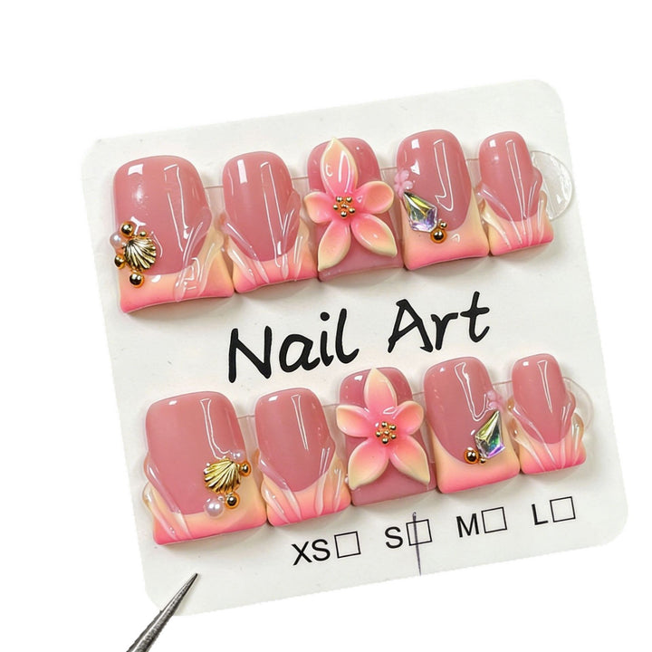 Floral Press-On Nail Art