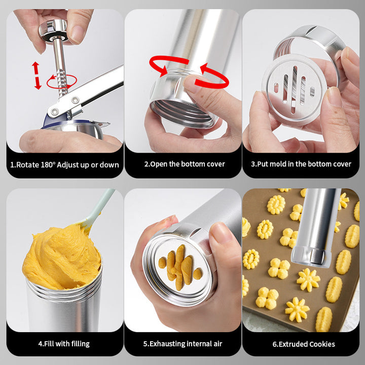 Stainless Steel Cookie Press and Dough Extruder Kit