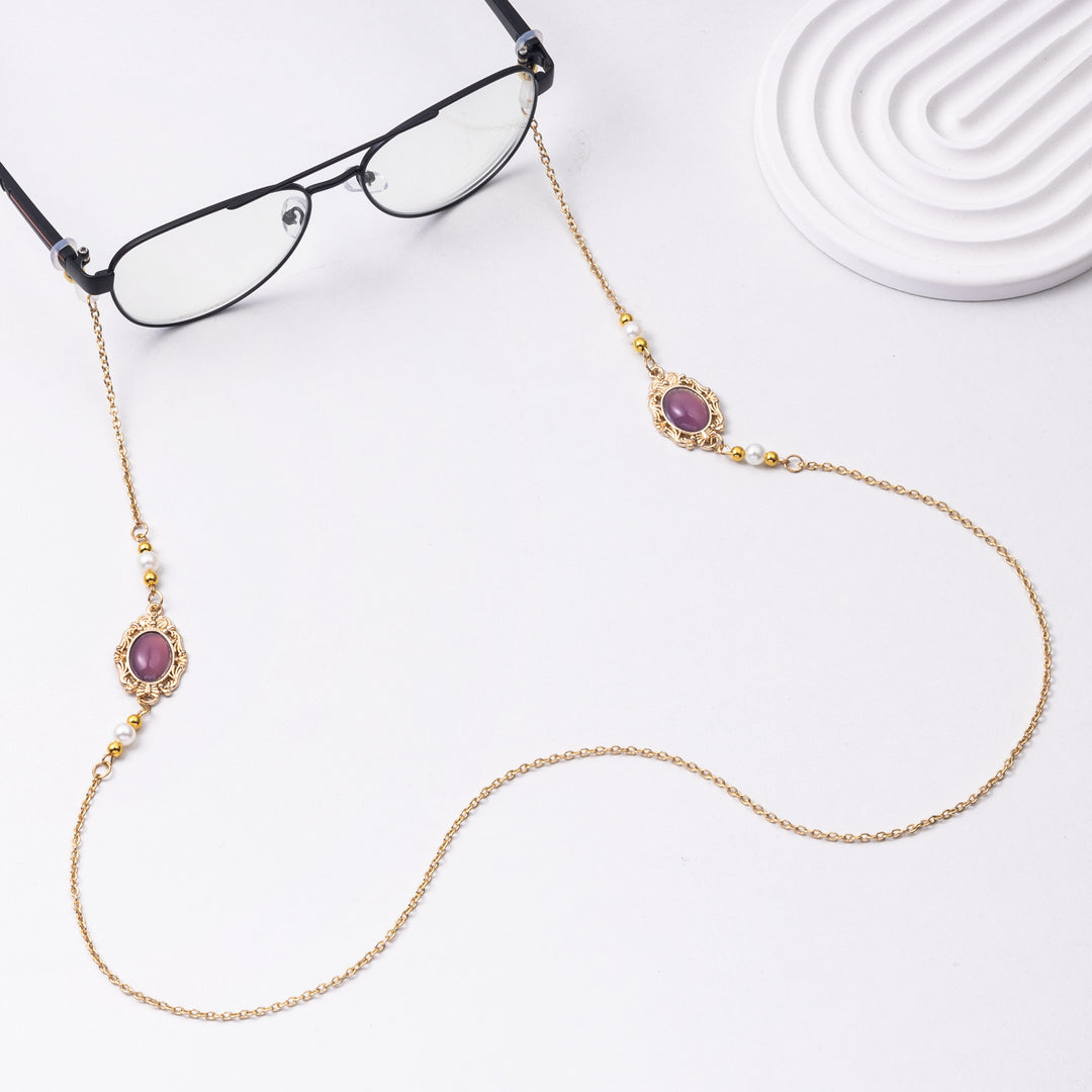 Elegante Brillen Kette mit dekorativen Edelsteinen Karnz