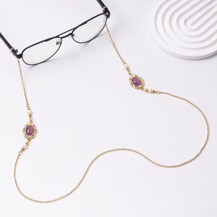 Elegante Brillen Kette mit dekorativen Edelsteinen Karnz