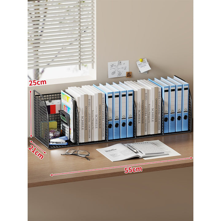 Langer Multi-Slot Desktop-Datei- und Ordner-Organizer mit Stift- und Zubehörhalter