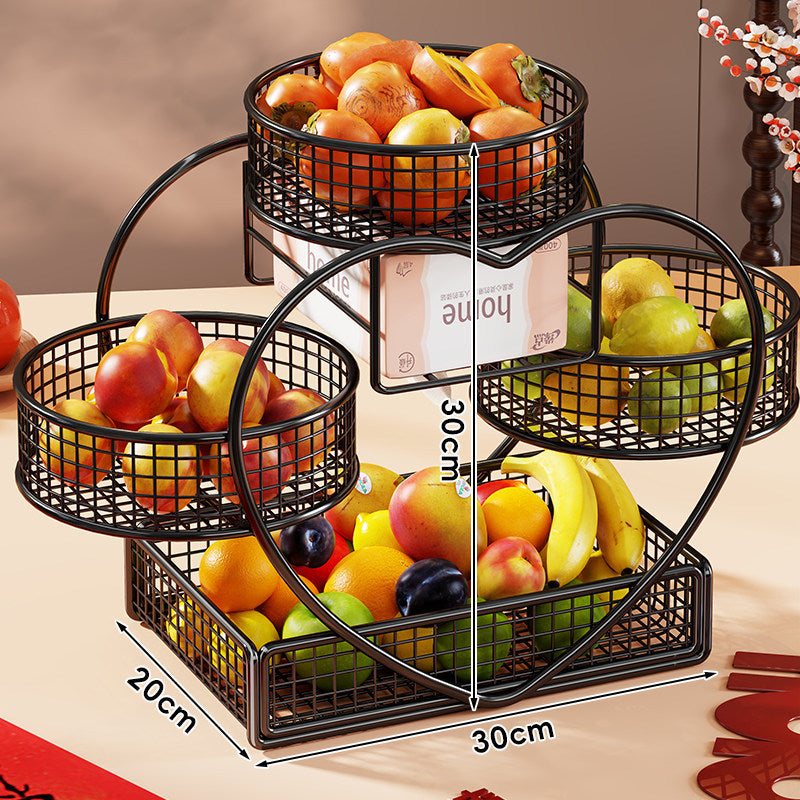 Herzförmiger dreistufiger Metall Obstkorb Organizer