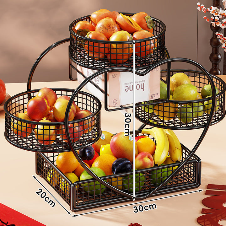 Herzförmiger dreistufiger Metall Obstkorb Organizer