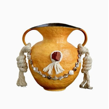 Dekorative Keramikvase mit Seilgriff