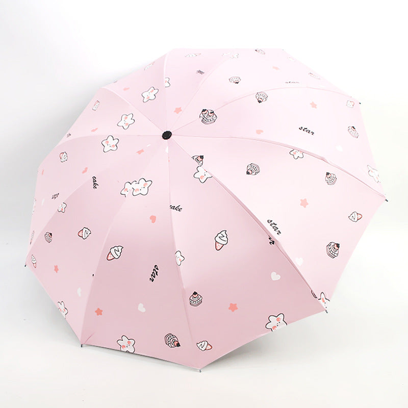 Damen Faltbarer Regenschirm mit verspieltem Dessertmotiv Karnz