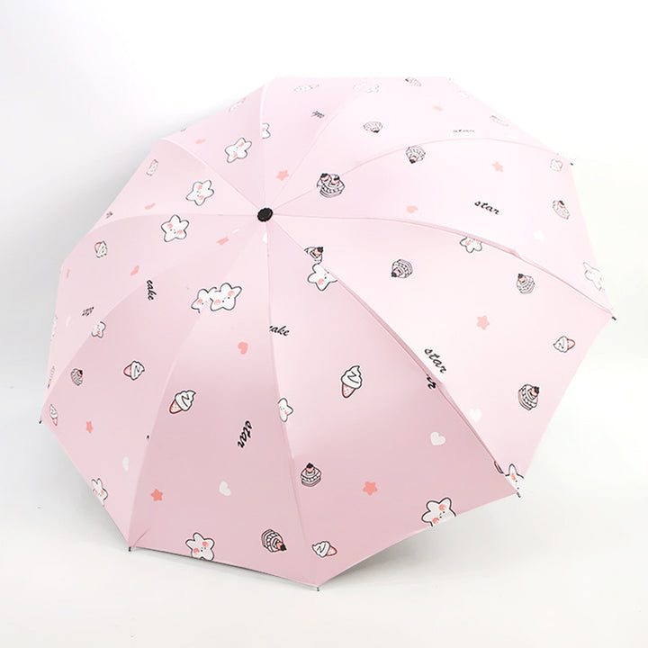Damen Faltbarer Regenschirm mit verspieltem Dessertmotiv Karnz