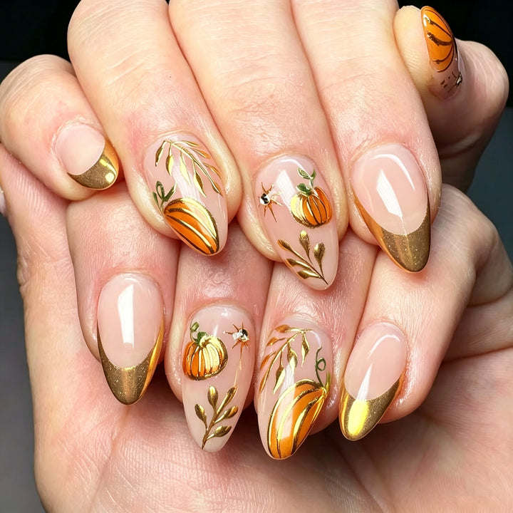 Herbst-inspiriertes Press-On Nagelkunst-Set Karnz