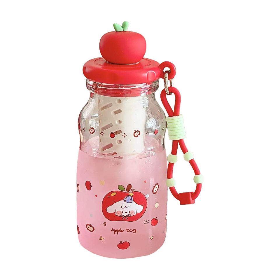 Damen Trendige und praktische Wasserflasche mit Fruchtdeckel Karnz