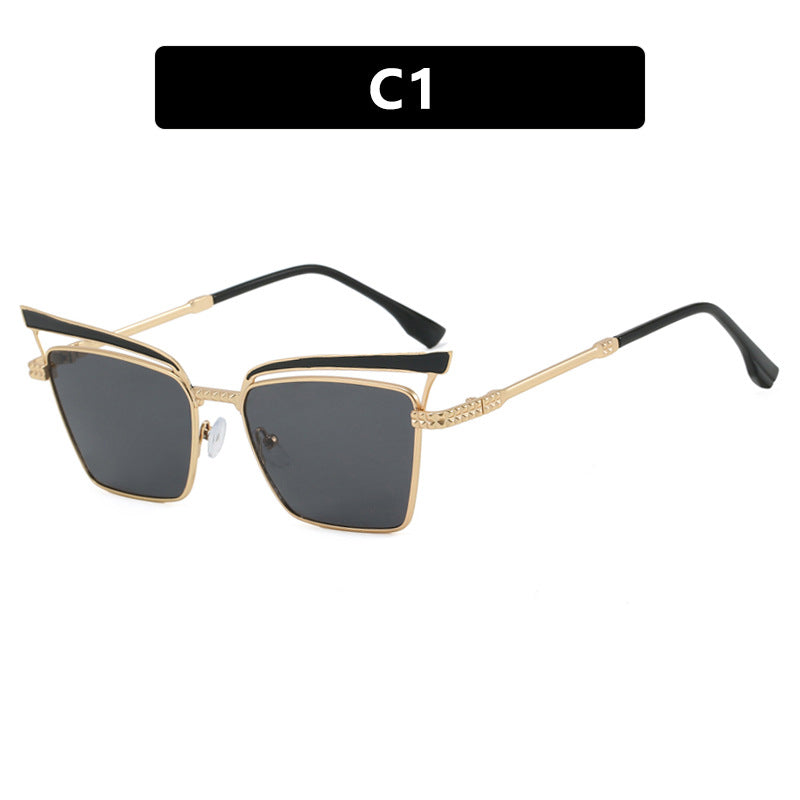 Damen quadratische Designer-Brille mit filigranem Metallrahmen Karnz